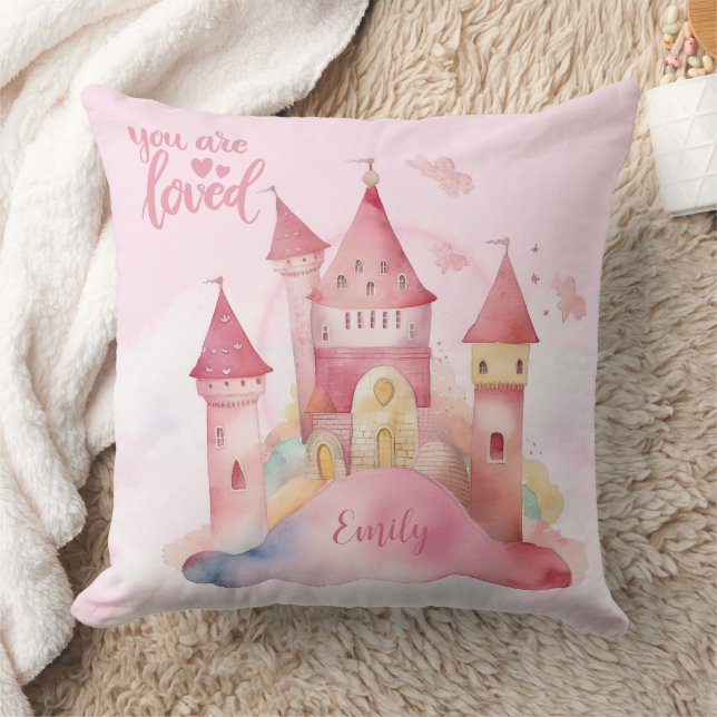 Coussin Vous êtes Loved Palace sur le Linge de bébé Pink C (Couverture)