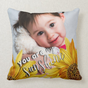 Coussin Vous êtes ma photo de soleil Tournesol jaune vif