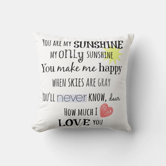 Coussin Vous êtes ma Sunshine Word Art Typographie (Recto)