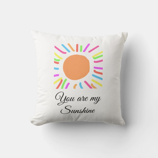 Coussin vous êtes mon soleil jaune orange rayons de soleil (Recto)