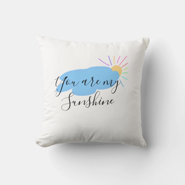 Coussin vous êtes mon soleil jaune orange rayons de soleil (Recto)