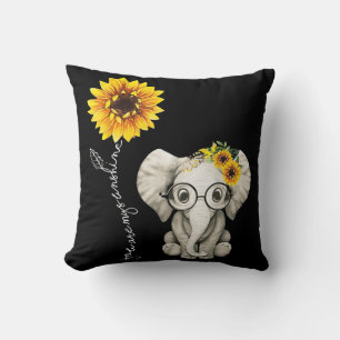 Coussin Vous Êtes Mon Sunshine Hippie Sunflower Elephant C