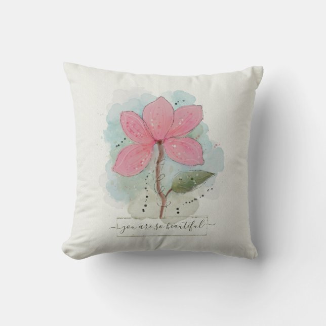 Coussin Vous Êtes Si Belle Fleur Aquarelle (Recto)