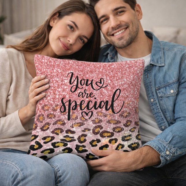 Coussin Vous êtes spécial Imprimé léopard pailleté rose (Créateur téléchargé)