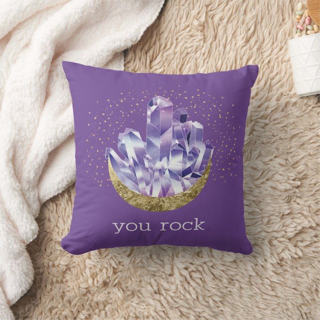 Coussin Vous Roche Cristaux d'Améthyste Aquarelle Mystique (Couverture)