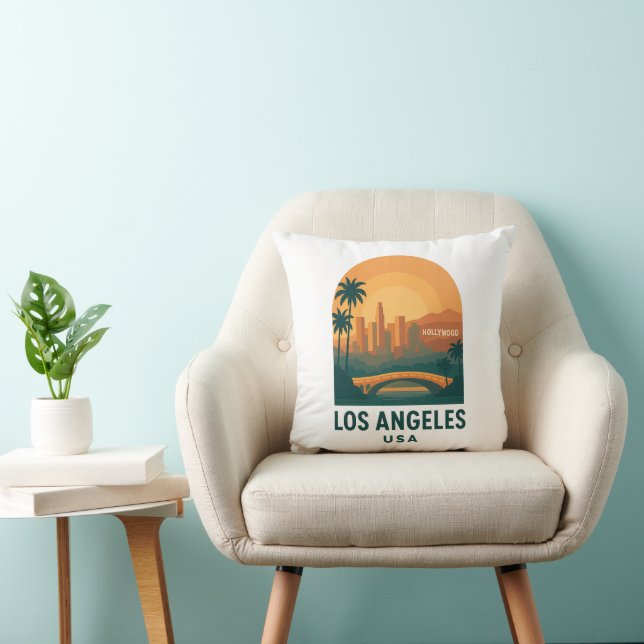Coussin Voyage à Los Angeles Vintage – Hollywood Rétro  (Chaise)