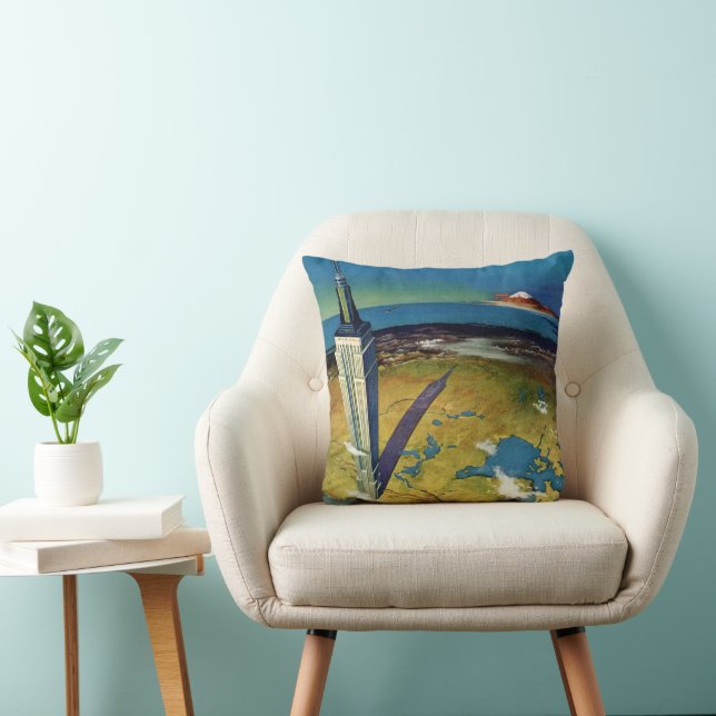 Coussin Voyage Ancien New York City Empire State Building (Chaise)