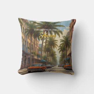Coussin Voyage Cuba vintage - Salutations de La Havane