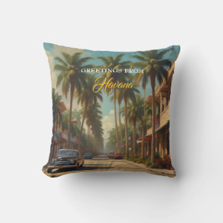 Coussin Voyage Cuba vintage - Salutations de La Havane