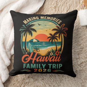 Coussin Voyage de Famille à Hawaï Coucher de Soleil Tropic