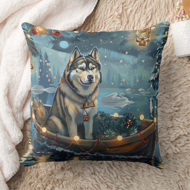 Coussin Voyage de fête de Noël du Malamute d'Alaska (Couverture)