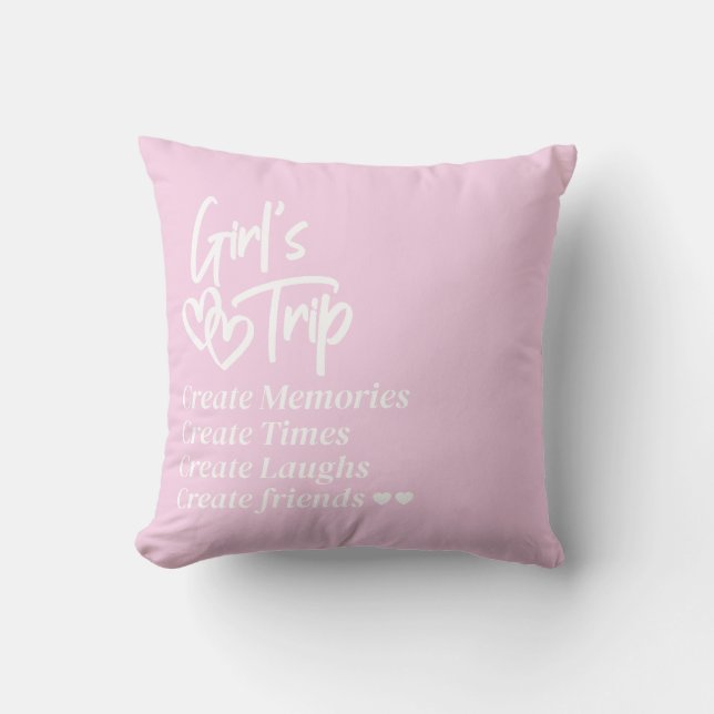 Coussin Voyage de filles Créer des souvenirs Rose (Recto)