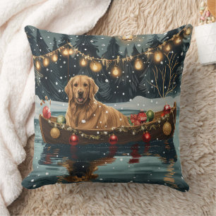 Coussin Voyage de Noël Festif du Golden Retriever