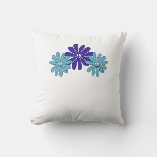 Coussin Voyage de paix Hippie Fleur Puissance violette Aqu