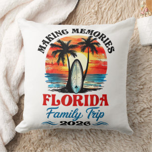 Coussin Voyage de vacances en famille en Floride vintage 2