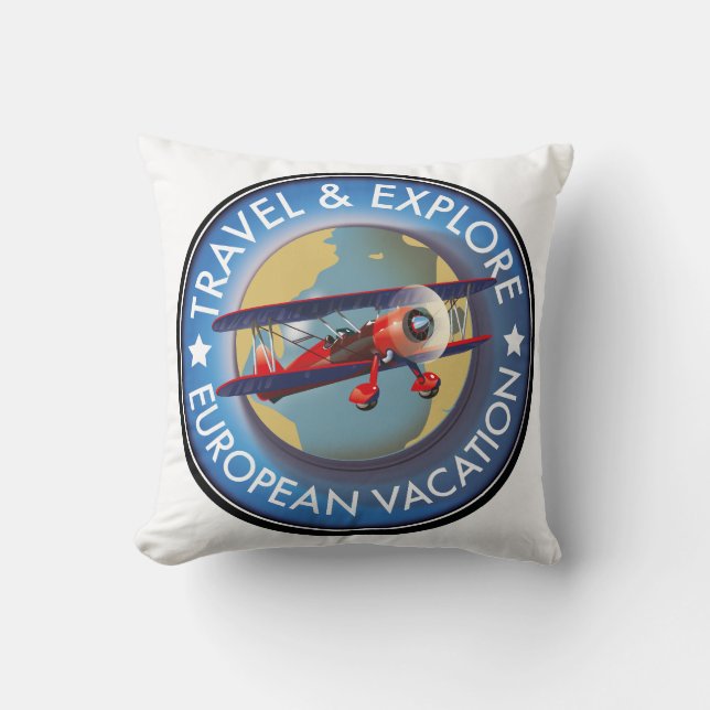 Coussin Voyage & Découvrez les vacances européennes  (Recto)