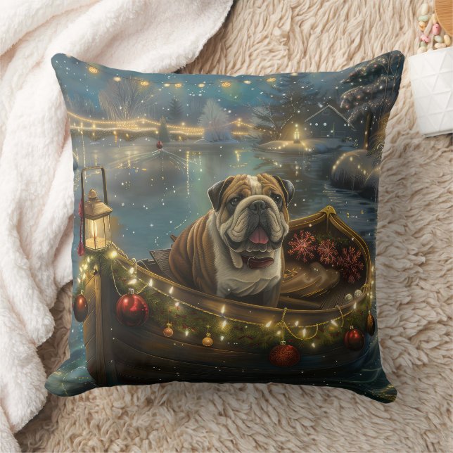 Coussin Voyage du festival de Noël de Bulldog (Couverture)