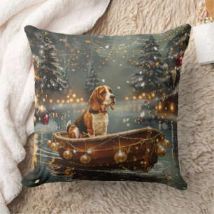 Coussin Voyage festif de Noël beagle