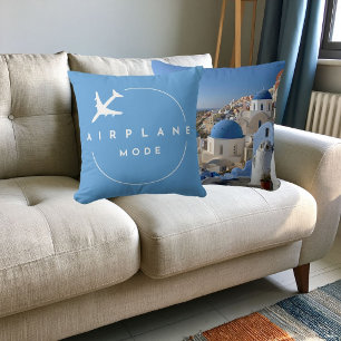 Coussin Voyage Mode Avion Moderne Bleu Photo Personnalisée