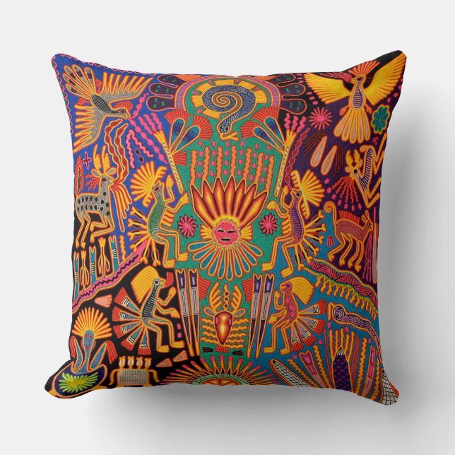 Coussin Voyage tribal maya mexicain de Boho d'art d'Oaxaca (Recto)