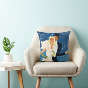 Coussin Voyage Vintage, Amour Romantique Hiver à Monte Car