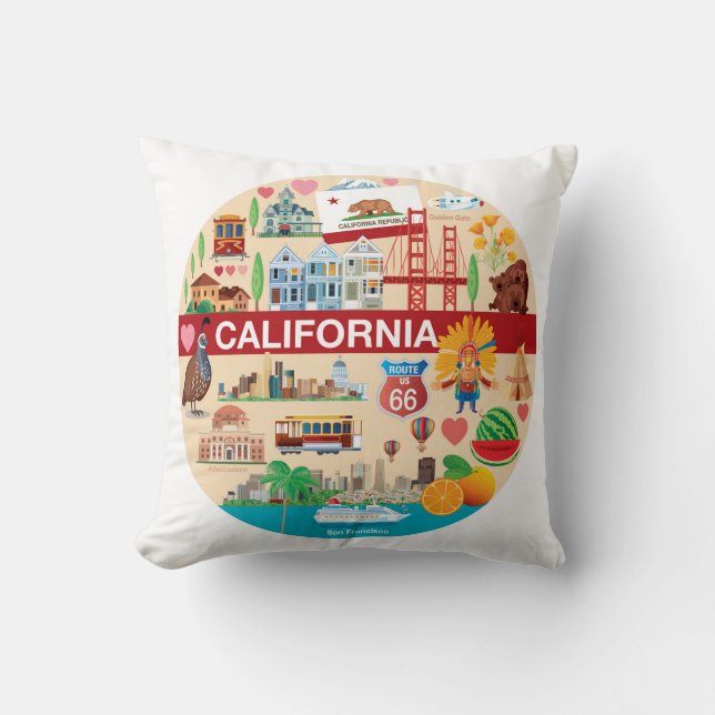 Coussin Voyages de la Californie (Recto)