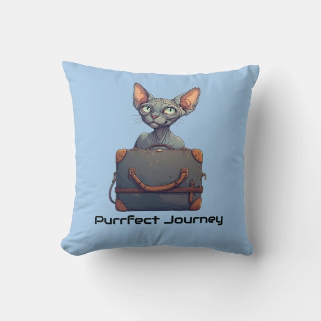 Coussin Voyageur Chat Mignon – Cadeau pour les Amateurs de (Recto)