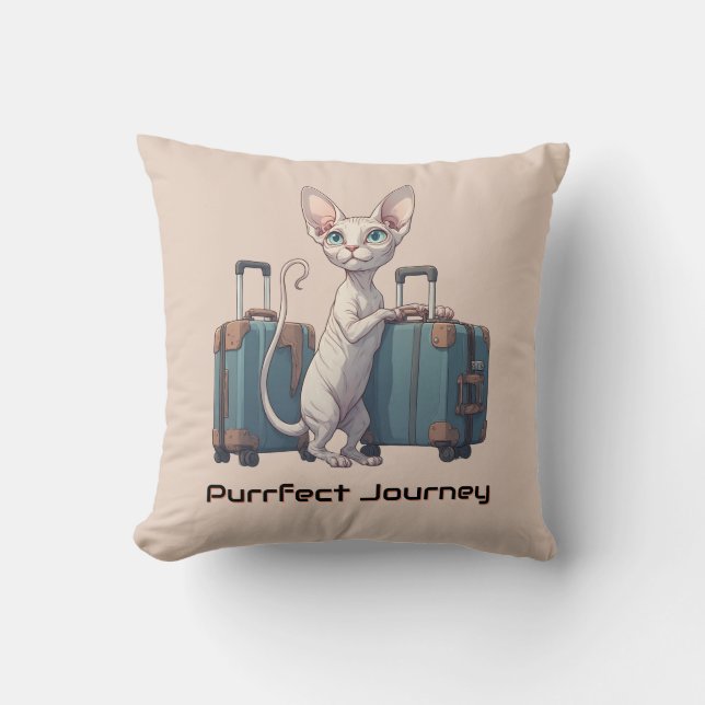 Coussin Voyageur Chat Mignon – Cadeau pour les Amateurs de (Recto)