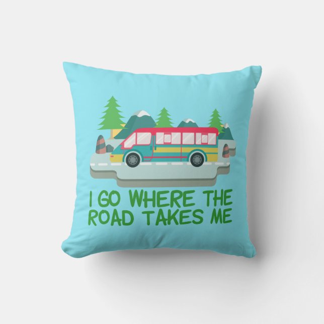 Coussin Voyageur du monde Vacances en Camper Road (Recto)
