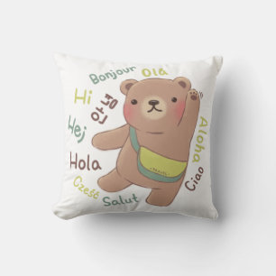 Coussin Voyageur Ours : Illustration de voeux