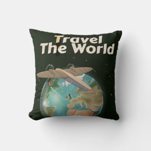Coussin Voyagez le poster vintage de science-fiction du mo