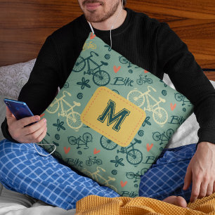 Coussin Voyons à vélo vert moderne Motif