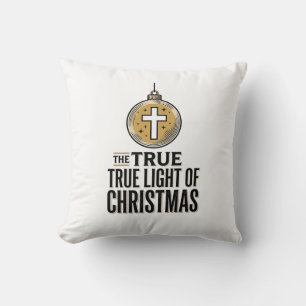Coussin Vrai Lumière de Noël Ornement Chrétien Vintage