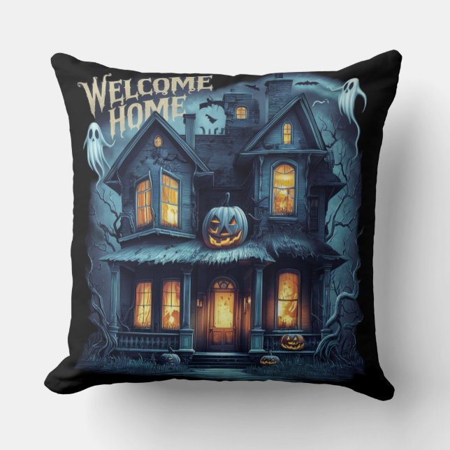 Coussin Vraiment cool accueil à la maison Halloween épouva (Recto)