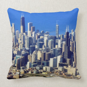 Coussin Vue aérienne de Chicago du centre avec le lac