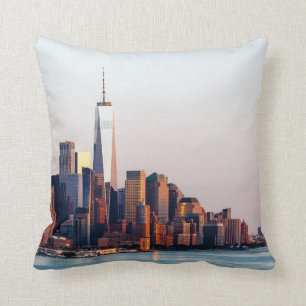 Coussin Vue aérienne du World Trade Center du Sunset de N