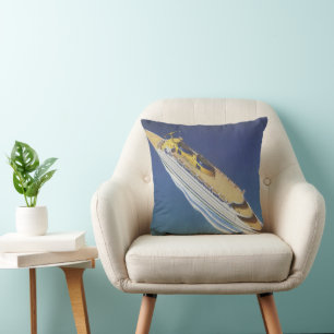 Coussin Vue aérienne d'un bateau de croisière Vintage dans
