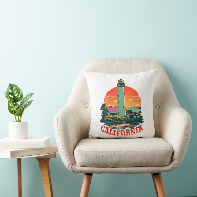 Coussin Vue coucher de soleil du phare de Californie (Chaise)
