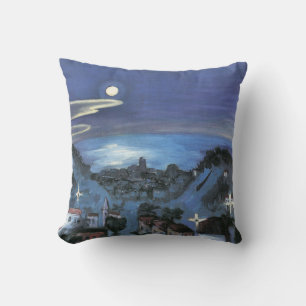Coussin Vue de Barcelone sur la ville la nuit par Walter G