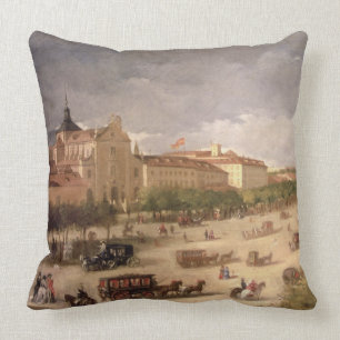 Coussin Vue de Calle de Alcala, Madrid (huile sur la toile