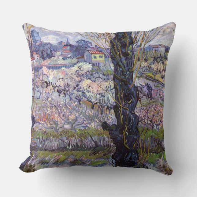 Coussin Vue de jardin fleuri d'Arles de Van Gogh (Recto)