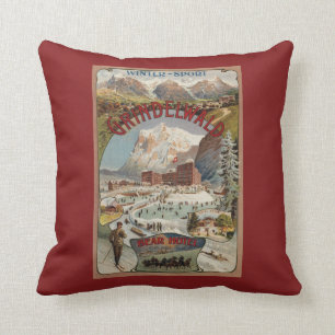 Coussin Vue de l'affiche promotionnelle d'hôtel d'ours