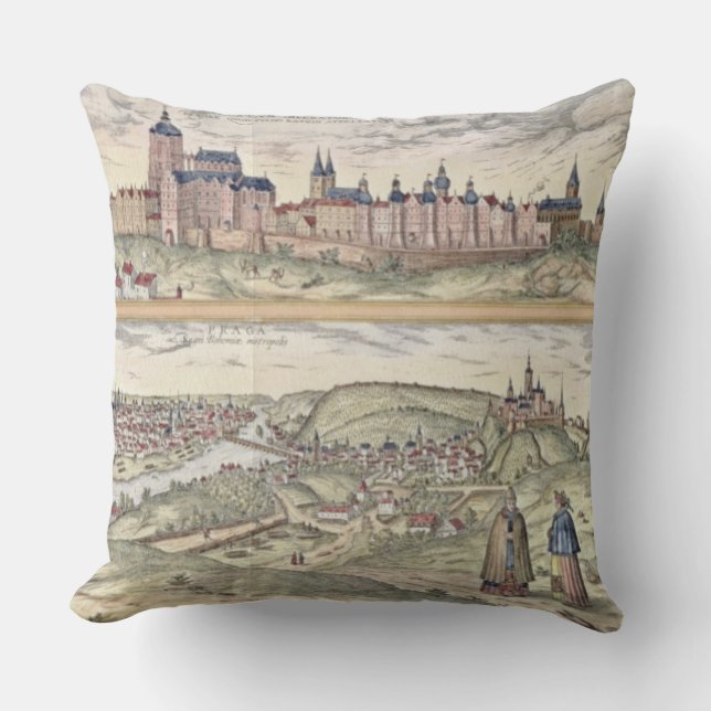 Coussin Vue de l'apparence de Prague (ci-dessus) le palais (Recto)