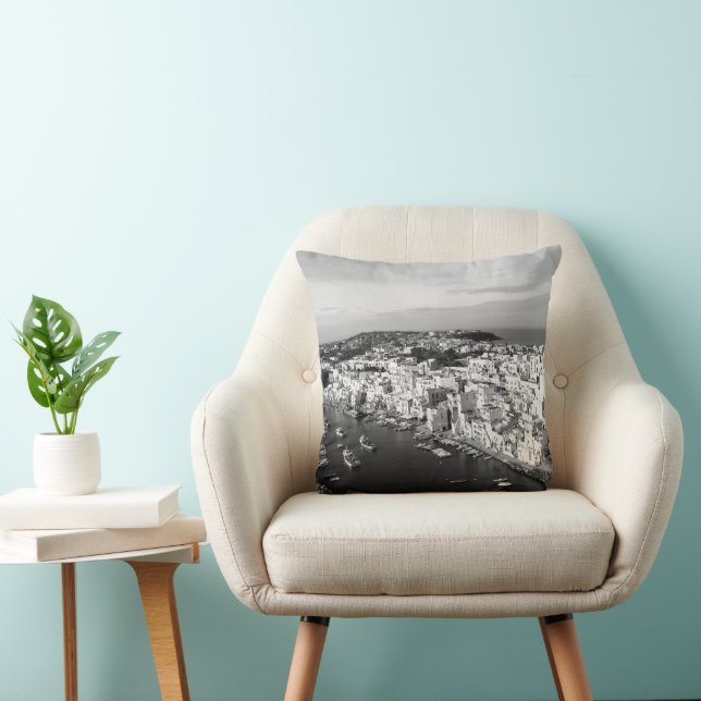 Coussin Vue de Marina di Corricella 1 - Procida -NB (Chaise)