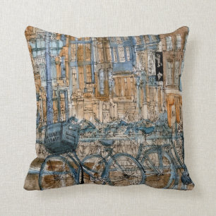 Coussin Vue de New York City d'aquarelle des destinations