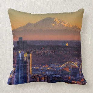 Coussin Vue de paysage urbain de Seattle du centre, le
