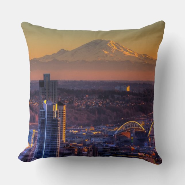 Coussin Vue de paysage urbain de Seattle du centre, le (Recto)