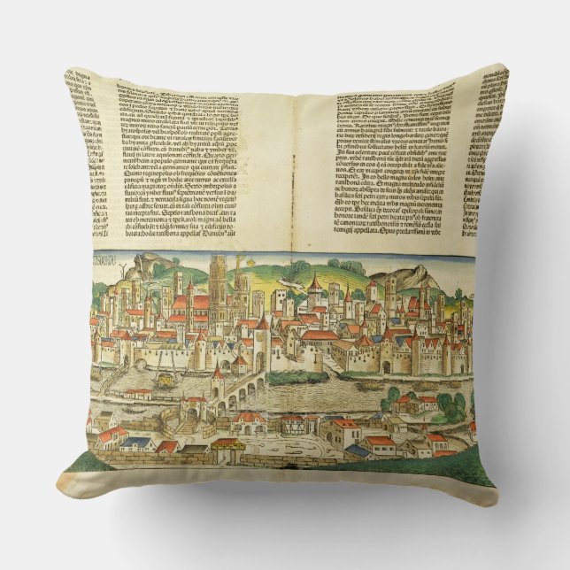 Coussin Vue d'oeil d'oiseau de Ratisbonne, de Nuremberg ch (Recto)