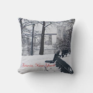Coussin "Vue du pont de la porte de l'enfer" Astoria, NY C