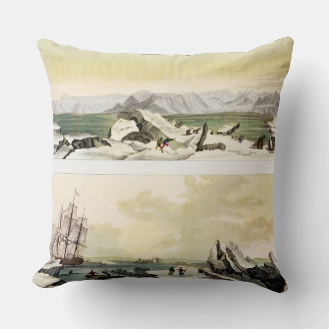 Coussin Vue du Spitzberg avec "le Dorothea" (en de couleur (Recto)